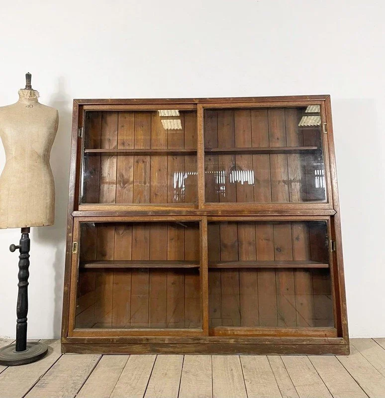 Early 1900s Haberdashery Oak Glazed Cabinet