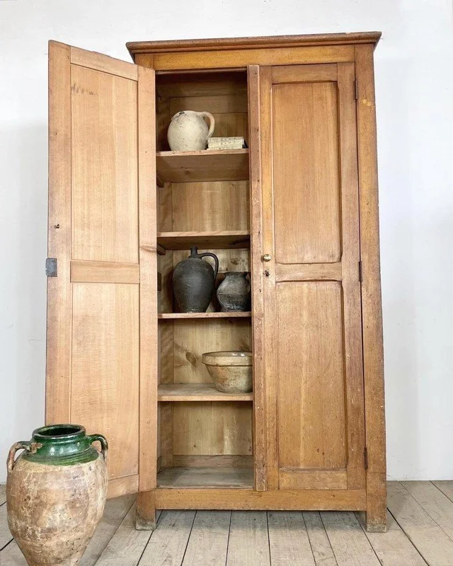 Antique French Rustic Linen Larder Cupboard