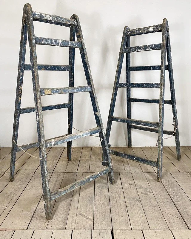 Pair Of Vintage Original Painted Shop Display Ladders