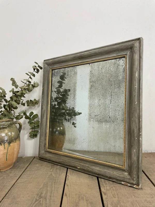 19th Century French Original Painted Foxed Mirror