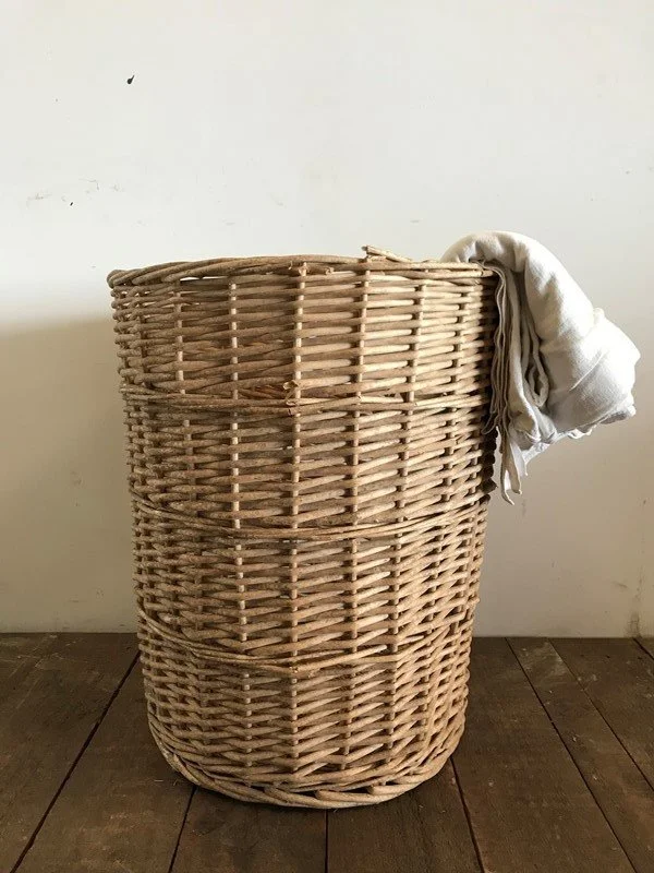 Vintage French Wicker Laundry Basket
