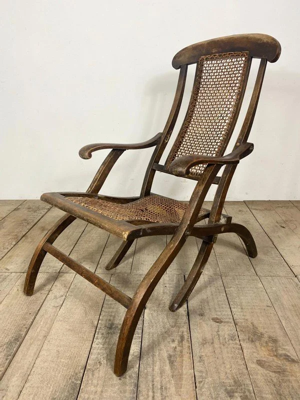 Antique Folding Campaign Steamer Chair