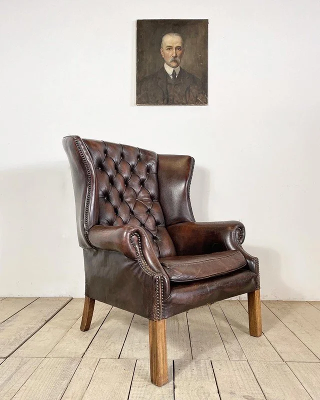 Vintage Chesterfield Buttoned Brown Leather Armchair