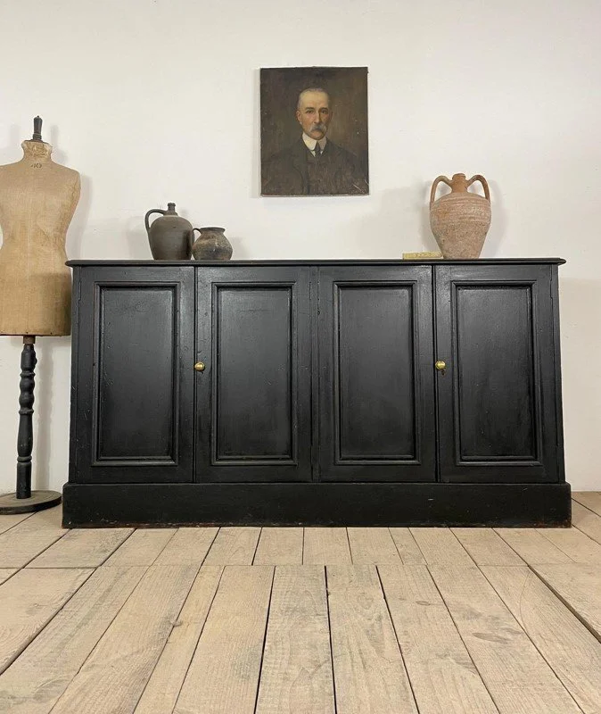 Victorian Antique Ebonised Sideboard Cupboard