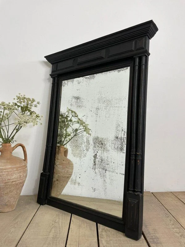 19th Century Antique French Ebonised Foxed Mirror