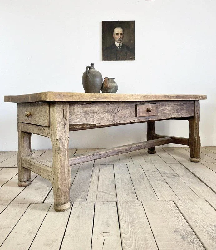 Antique 2m French Oak Refectory Kitchen Table