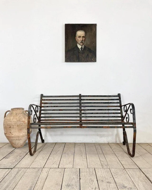 Antique Wrought Iron Garden Bench