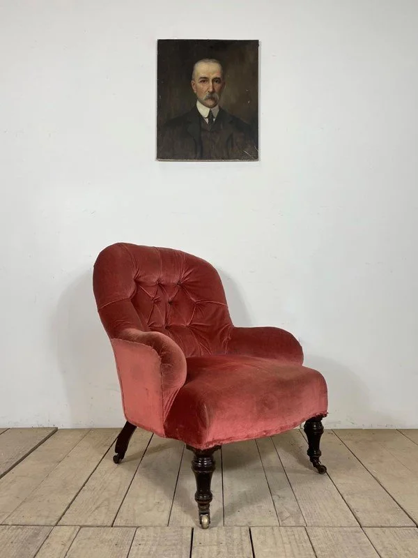 Victorian Antique Buttoned Velvet Chair