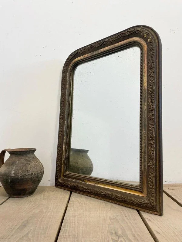 19th Century Antique French Gilt Foxed Mirror