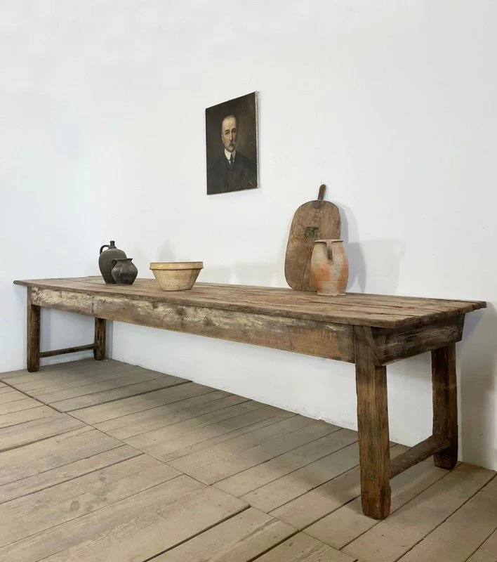 Large Antique French Country Farmhouse Kitchen Table