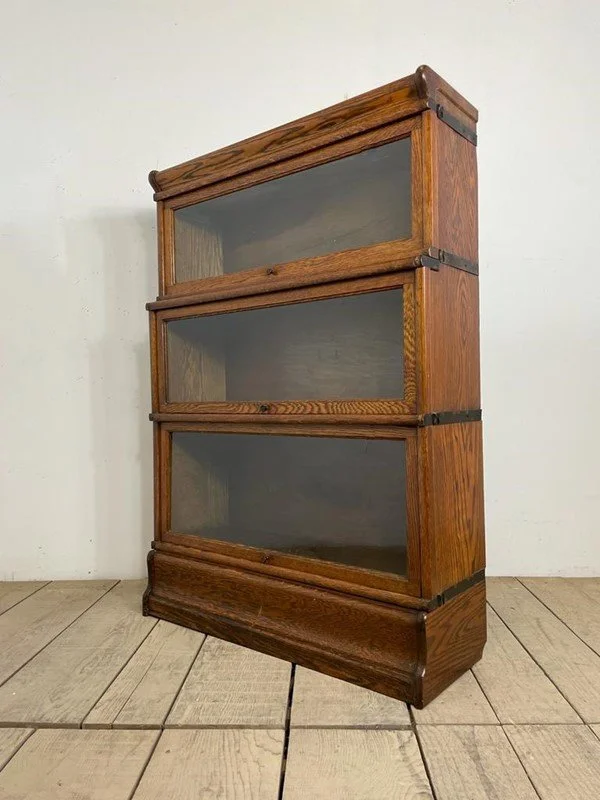Early 1900s Oak Stacking Barristers Bookcase Cabinet