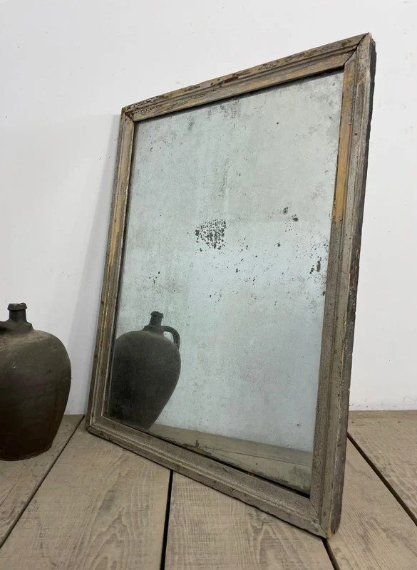 19th Century French Original Painted Foxed Mirror