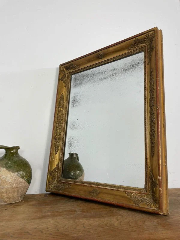 19th Century Antique French Empire Foxed Mirror