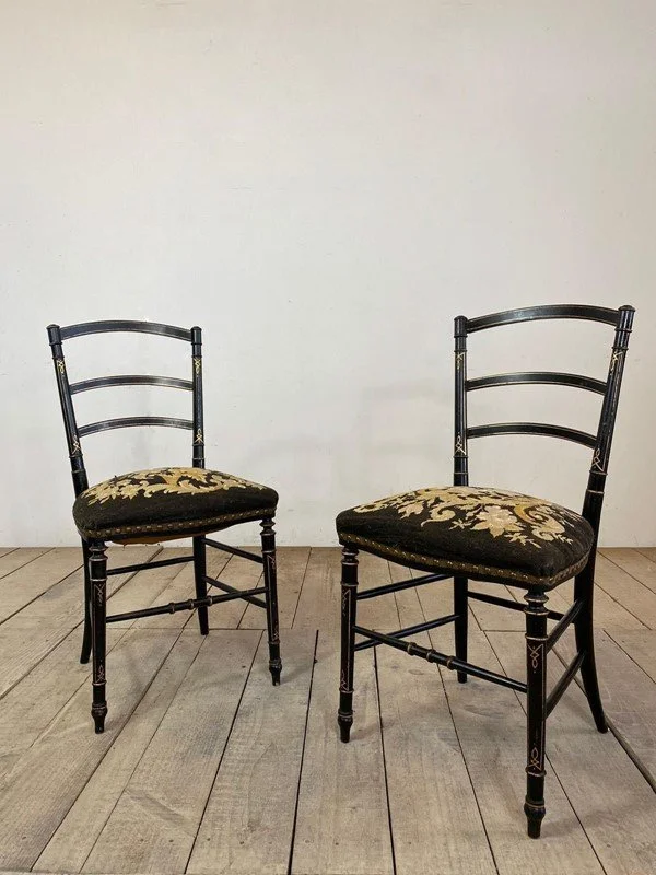 Pair Of 19th Century French Napoleon Ebonised Chairs