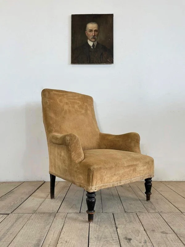 19th Century Antique French Napoleon Velvet Armchair