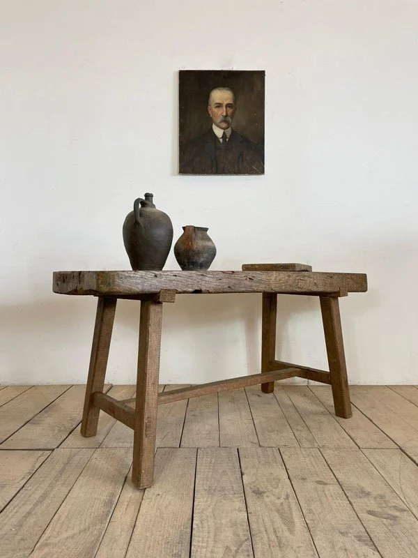 Antique Oak Console Table Butchers Block
