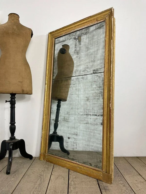 19th Century Antique French Gilt Foxed Mirror