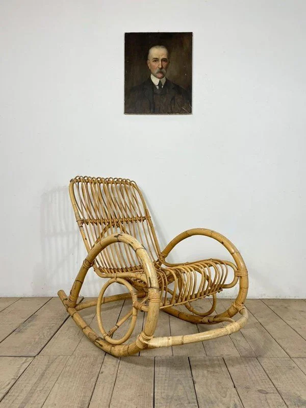 Vintage Franco Albini Bamboo Rocking Chair