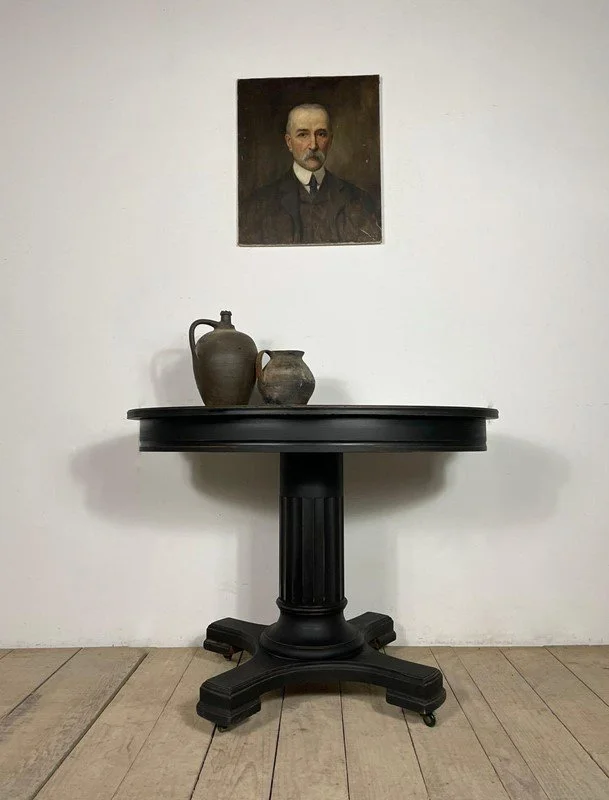 Victorian Antique Ebonised Painted Console Table