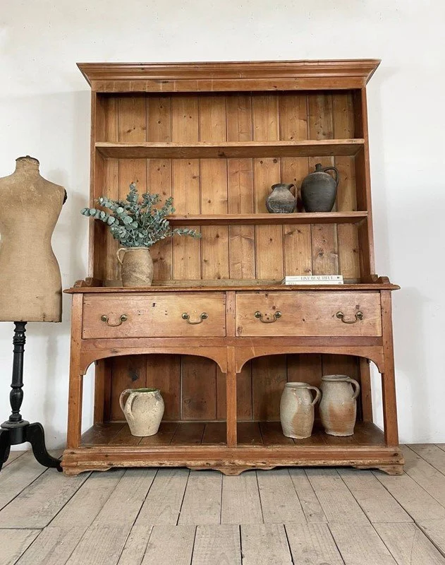 Victorian Antique Rustic Pine Kitchen Dresser
