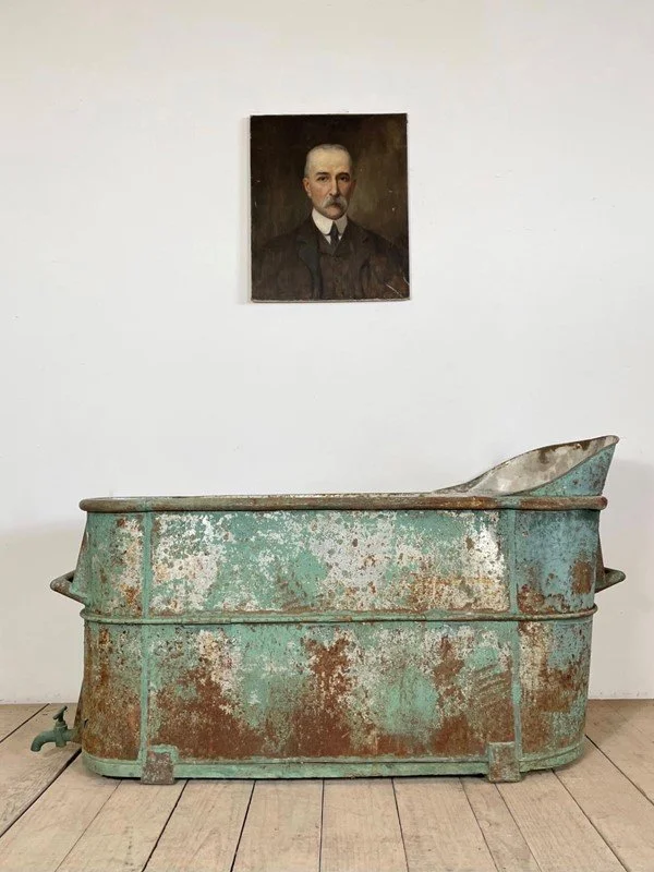 Antique French Original Painted Chateau Bath