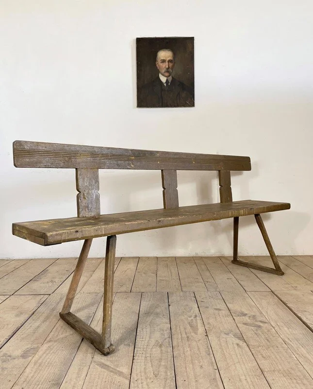Antique European Rustic Primitive Bench