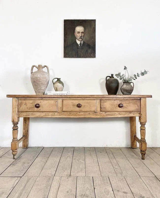 Victorian Antique Rustic Pine Sideboard Console Table