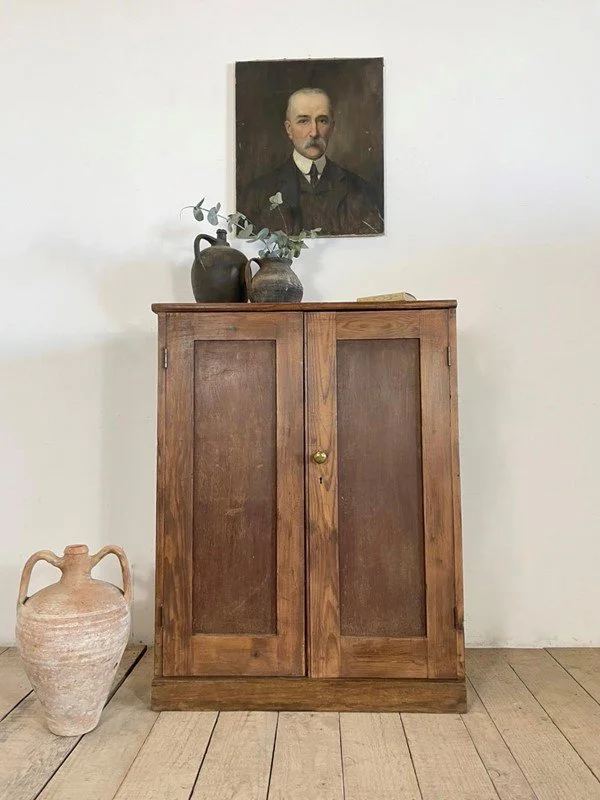 Antique Rustic Pine Linen Cupboard