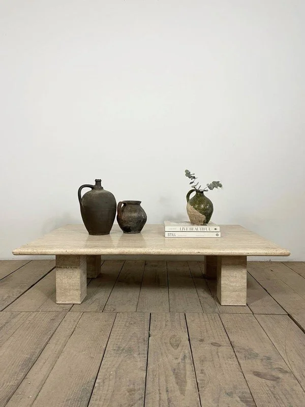 Vintage Mid Century Travertine Coffee Table