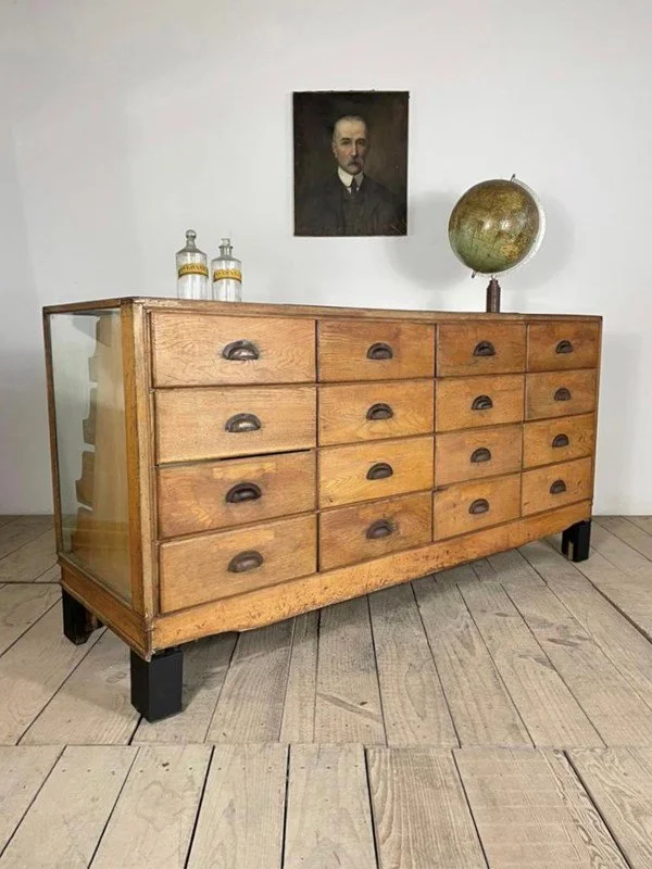 Vintage Haberdashery Oak Shop Counter Cabinet