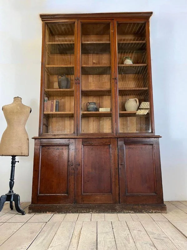 Large Victorian Antique School Library Bookcase Cabinet