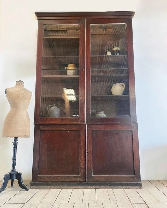 Large Antique Apothacary Glazed Glass Cabinet