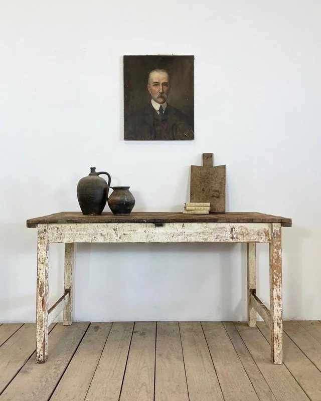 Original Painted Antique Workshop Refectory Table