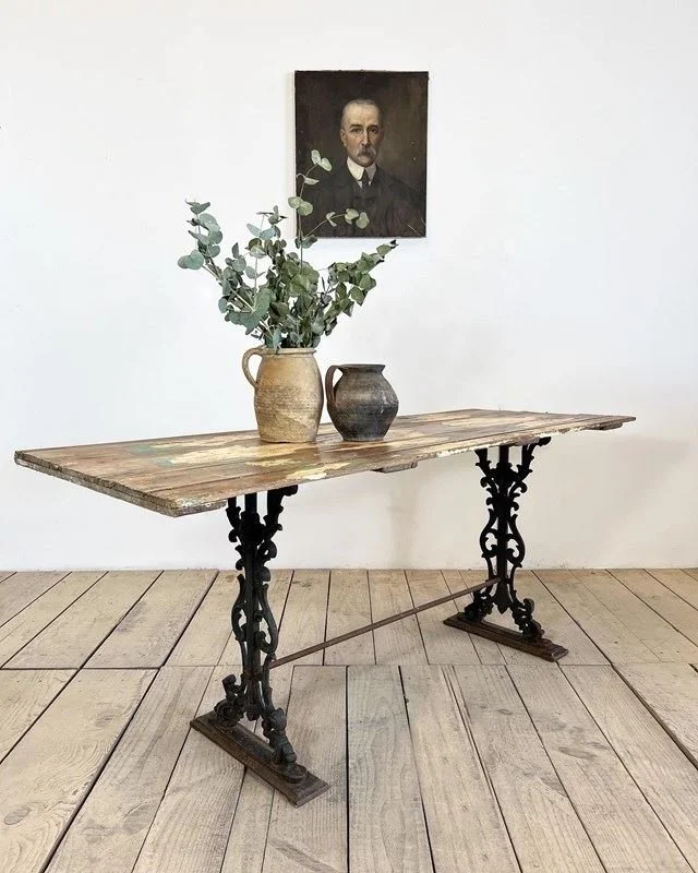 Victorian Antique Original Painted Cast Iron Base Table