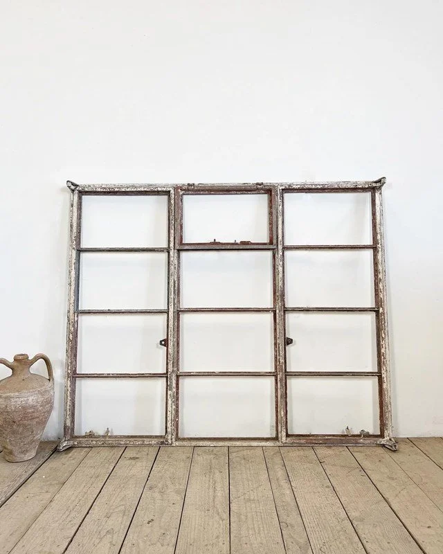 Antique Architectural Cast Iron Window Frame