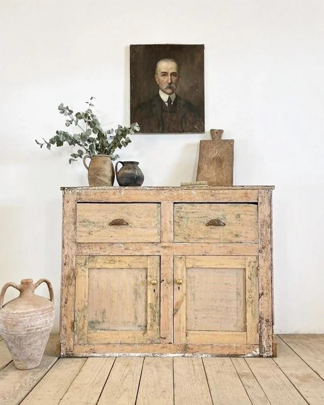 Victorian Antique Rustic Pine Cupboard Sideboard