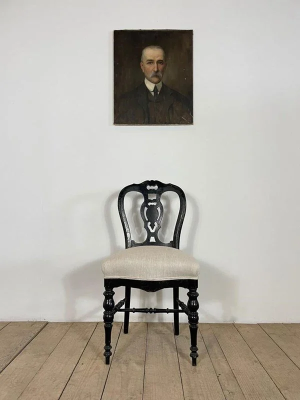 19th Century Antique French Ebonised Upholstered Chair