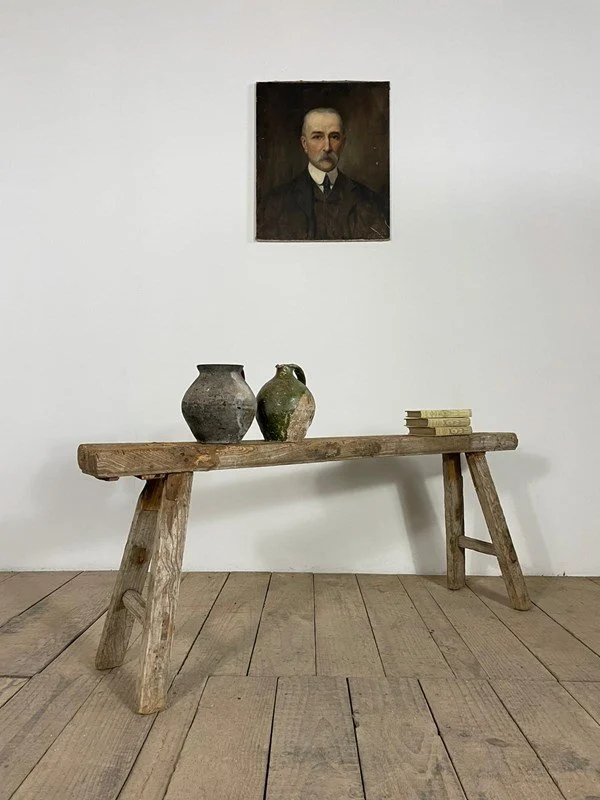 Vintage antique elm country farmhouse bench