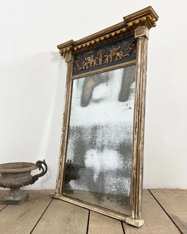 18/19th Century Antique French Regency Gilt Foxed Mirror