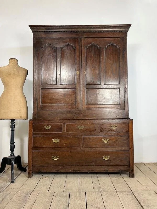 Georgian Antique Oak Linen Press Cupboard