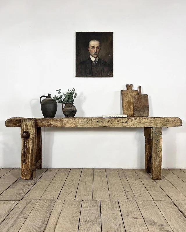 19th Century Antique French Workbench Console Table