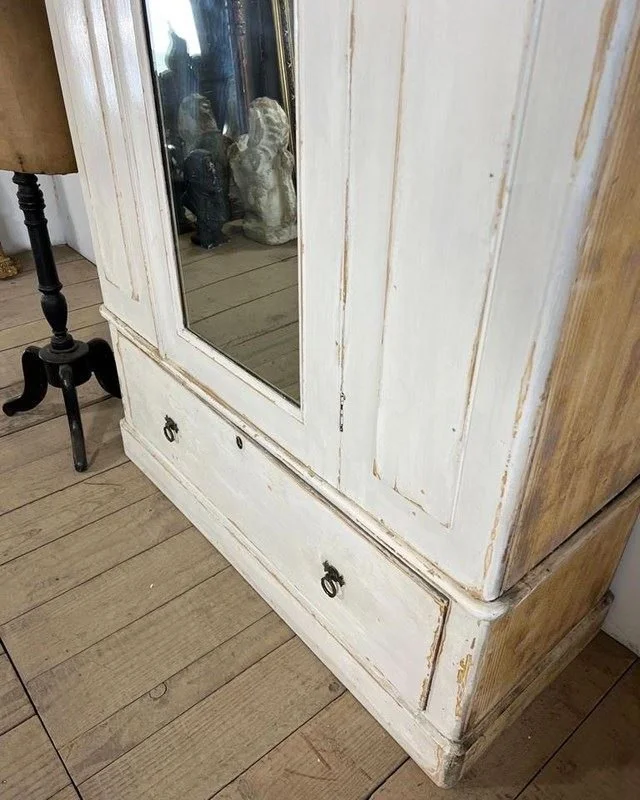 Original Painted Antique Mirrored Wardrobe — Vintage Boathouse