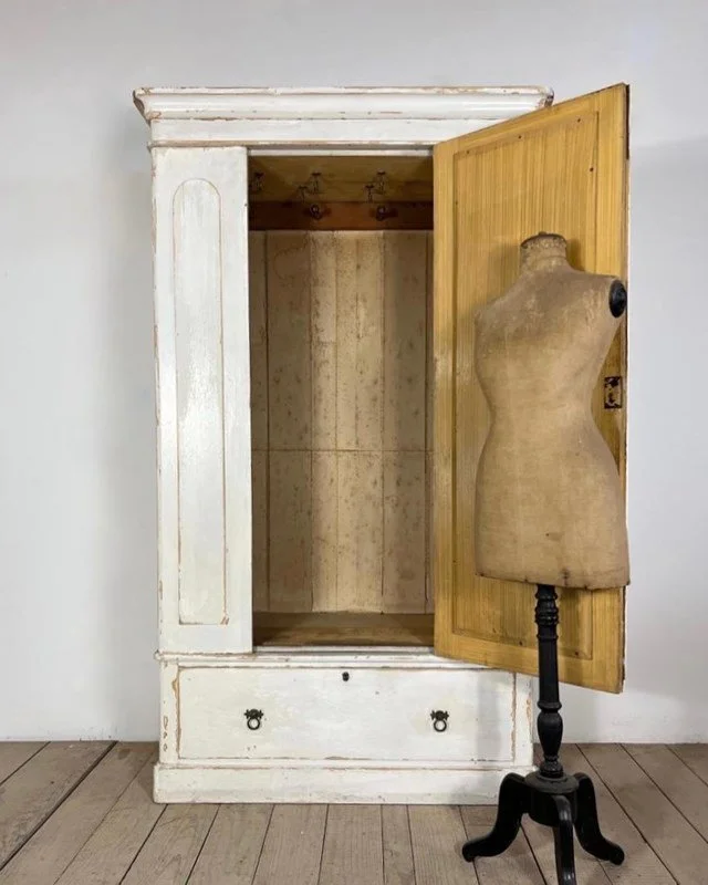 Original Painted Antique Mirrored Wardrobe — Vintage Boathouse