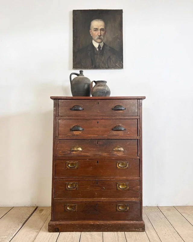Antique Bank Of Drawers Filing Cabinet