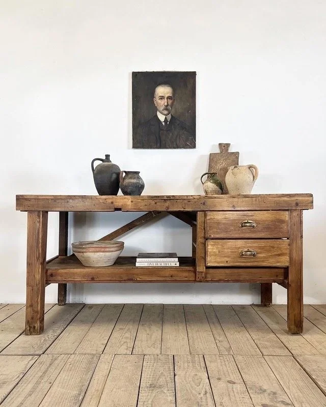 Antique Workbench Kitchen Island Table