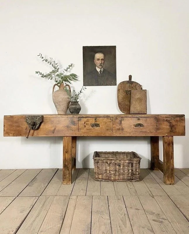 Vintage Antique Rustic Pine Workbench