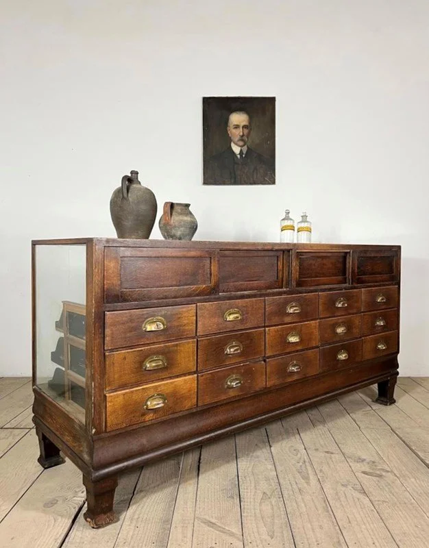 Vintage Oak Haberdashery Shop Counter