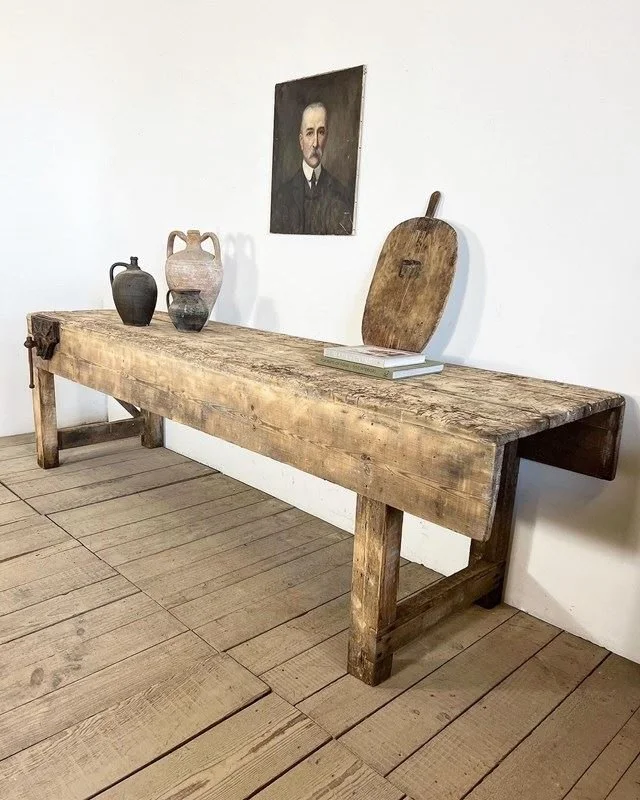 Large Antique Rustic Pine Workbench