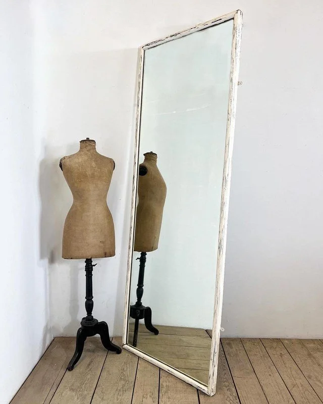 Large Victorian Antique 2.2m Tall Original Painted Tailors Mirror