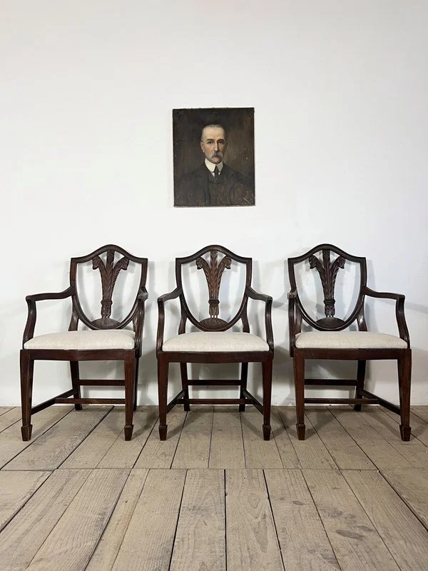 Set Of 3 Georgian Antique Chippendale Armchairs